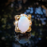 Vintage Opal and Diamond Dress Ring