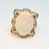 Vintage Opal and Diamond Dress Ring