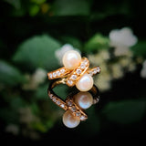 Pearl & Diamond Cross Over Ring