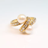 Pearl & Diamond Cross Over Ring