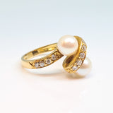 Pearl & Diamond Cross Over Ring
