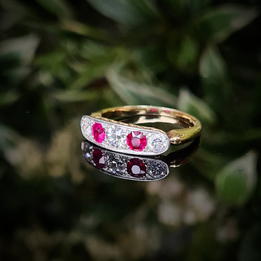 Ruby Diamond Eternity Vintage Ruby Band Ring Vintage Ruby Diamond