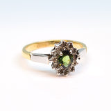 Green Sapphire & Diamond Cluster Ring
