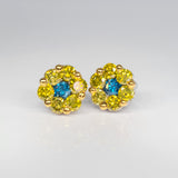 Yellow & Blue Diamond Earrings