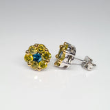 Yellow & Blue Diamond Earrings