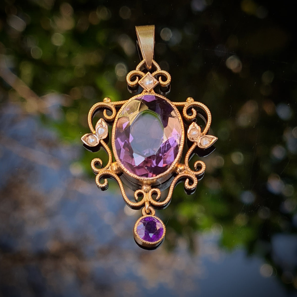 Antique Amethyst Seed Pearl Pendant David s Jewellers