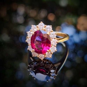 Almandine Garnet & Diamond Ring