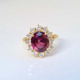 Almandine Garnet & Diamond Ring