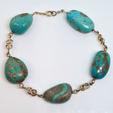 Turquoise and Gold Link Bracelet