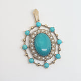 Vintage Turquoise & Seed Pearl Pendant