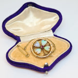Antique Opal & Ruby Clover Design Brooch