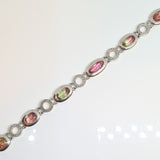 Watermelon Tourmaline & Diamond Bracelet