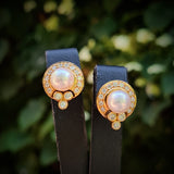 Pearl & Diamond Stud Earrings