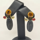 Quirky Garnet & Stone Drop Earrings