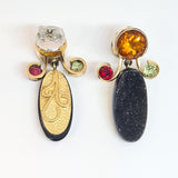 Quirky Garnet & Stone Drop Earrings
