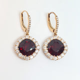 Garnet & Diamond Drop Earrings
