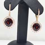 Garnet & Diamond Drop Earrings