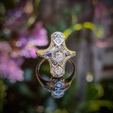Art Deco Filigree Sapphire & Diamond Ring