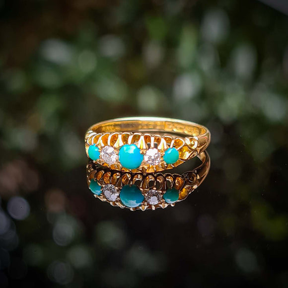 Antique Turquoise and Diamond Ring