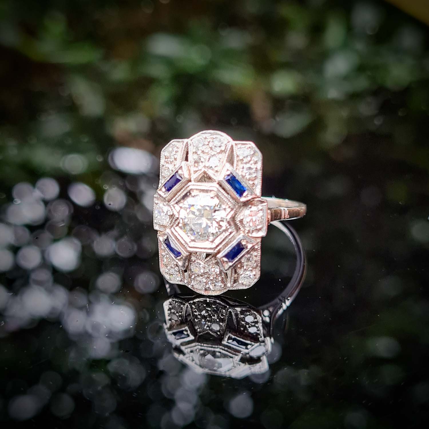 Art Deco Chandelier Baguette Diamond Ring | Caitlyn Minimalist
