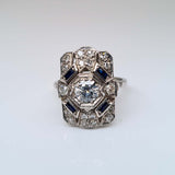 Art Deco Sapphire & Diamond Cluster Ring