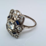 Art Deco Sapphire & Diamond Cluster Ring