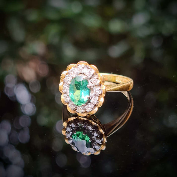 Green Tourmaline & Diamond Ring