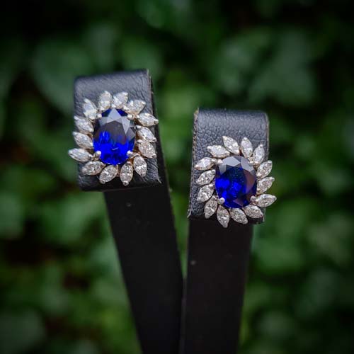 Vintage Sapphire and Diamond Earrings