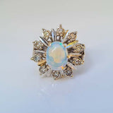 Opal and Diamond Cluster Ring