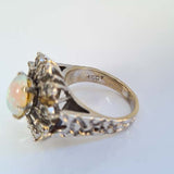 Opal and Diamond Cluster Ring