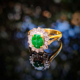 Jade and Diamond Cluster Ring