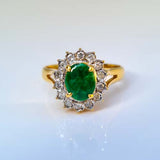 Jade and Diamond Cluster Ring