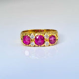 Ruby & Diamond Carved Head Ring