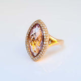 Rose Quartz & Diamond Marquis Ring