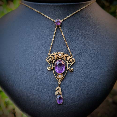Antique Amethyst & Pearl Necklace