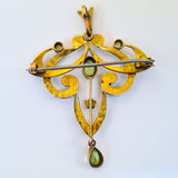 Peridot & Seed Pearl Pendant/Brooch