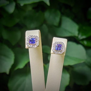 Tanzanite & Diamond Cluster Earrings