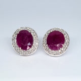 Large Ruby & Diamond Cluster Earrings