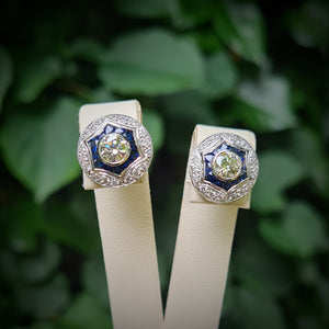 Art Deco Style Diamond & Sapphire Earrings