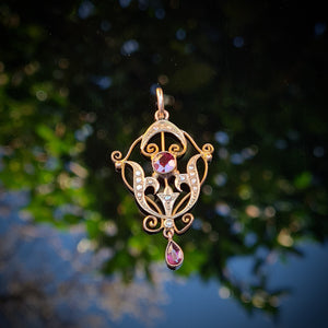 Antique Garnet & Seed Pearl Pendant