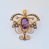 Antique Amethyst & Seed Pearl Pendant/Brooch