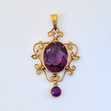 Antique Amethyst & Seed Pearl Pendant