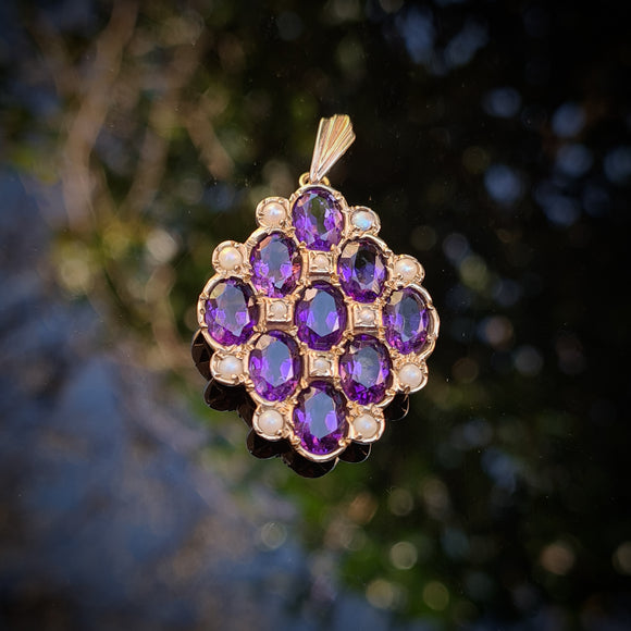 Vintage Amethyst & Pearl Pendant