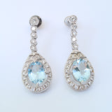 Aquamarine & Diamond Drop Earrings