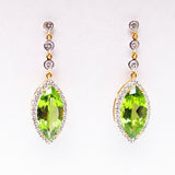 Peridot and Diamond Marquise Drop Earrings