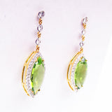 Peridot and Diamond Marquise Drop Earrings