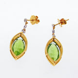 Peridot and Diamond Marquise Drop Earrings